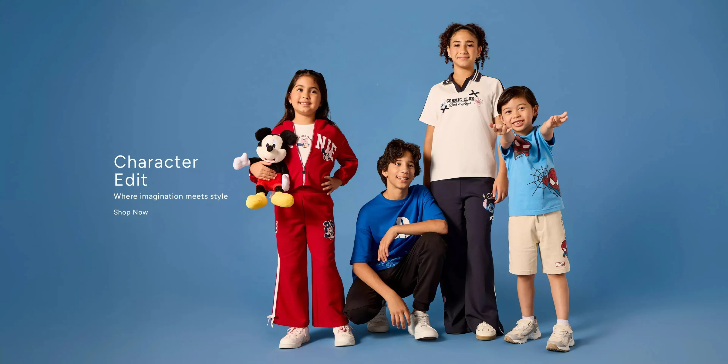 Character edit — where imagination meets style. Shop kids' character range.