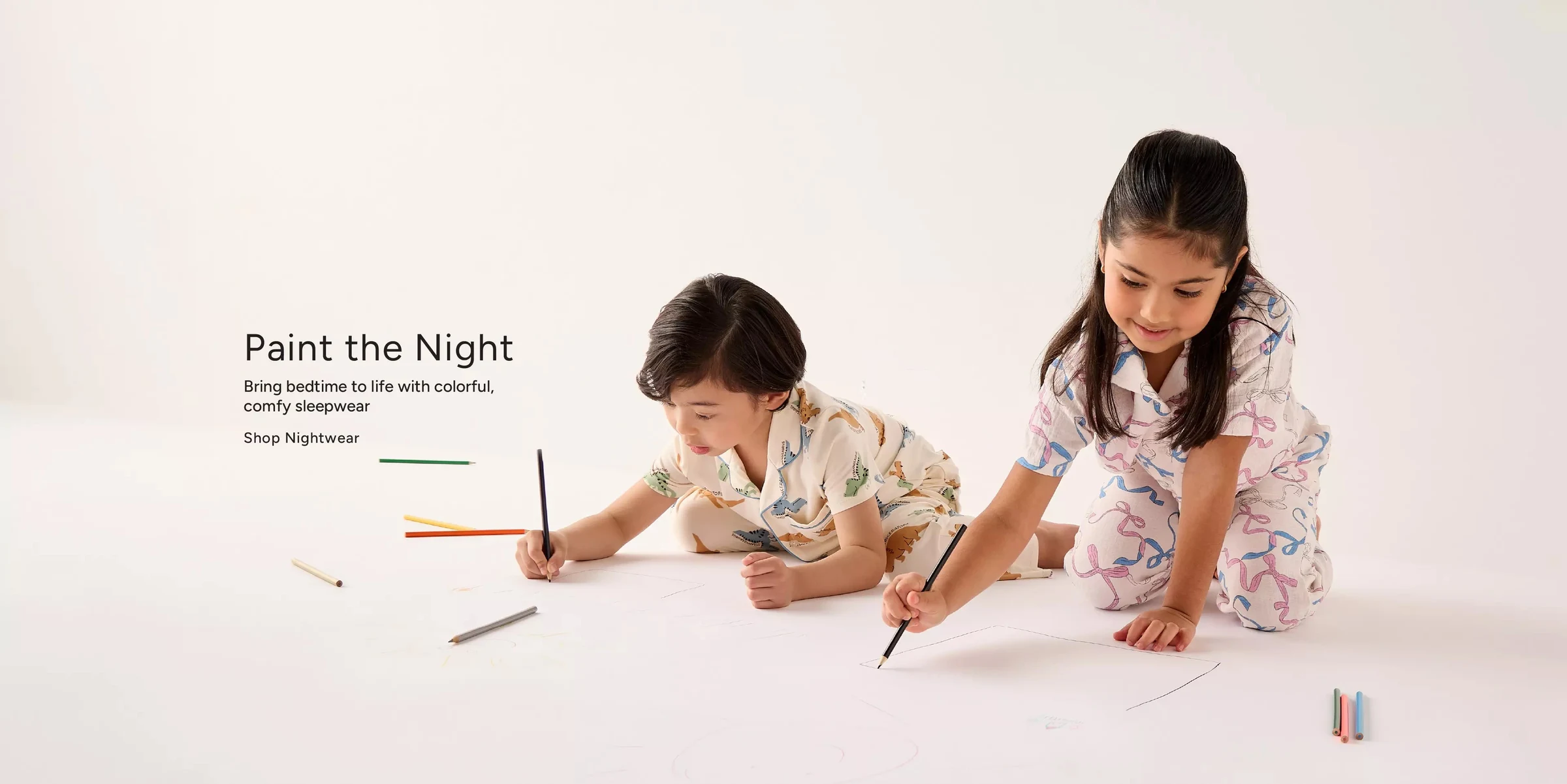 Paint the night: bring bedtime to life with colourful, comfy sleepwear. Shop kids' nightwear.